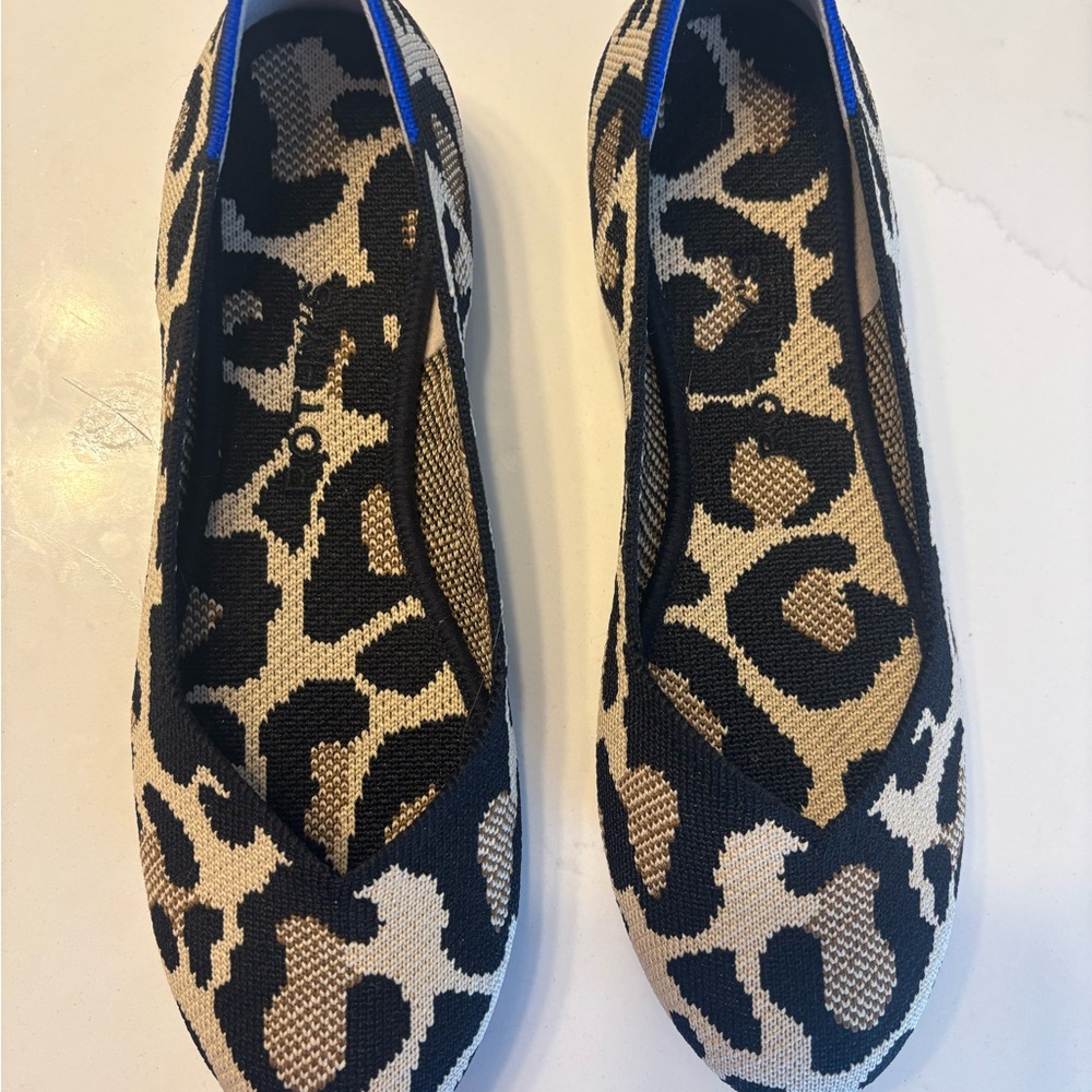 Rothy's Black and Tan Leopard Print Flats